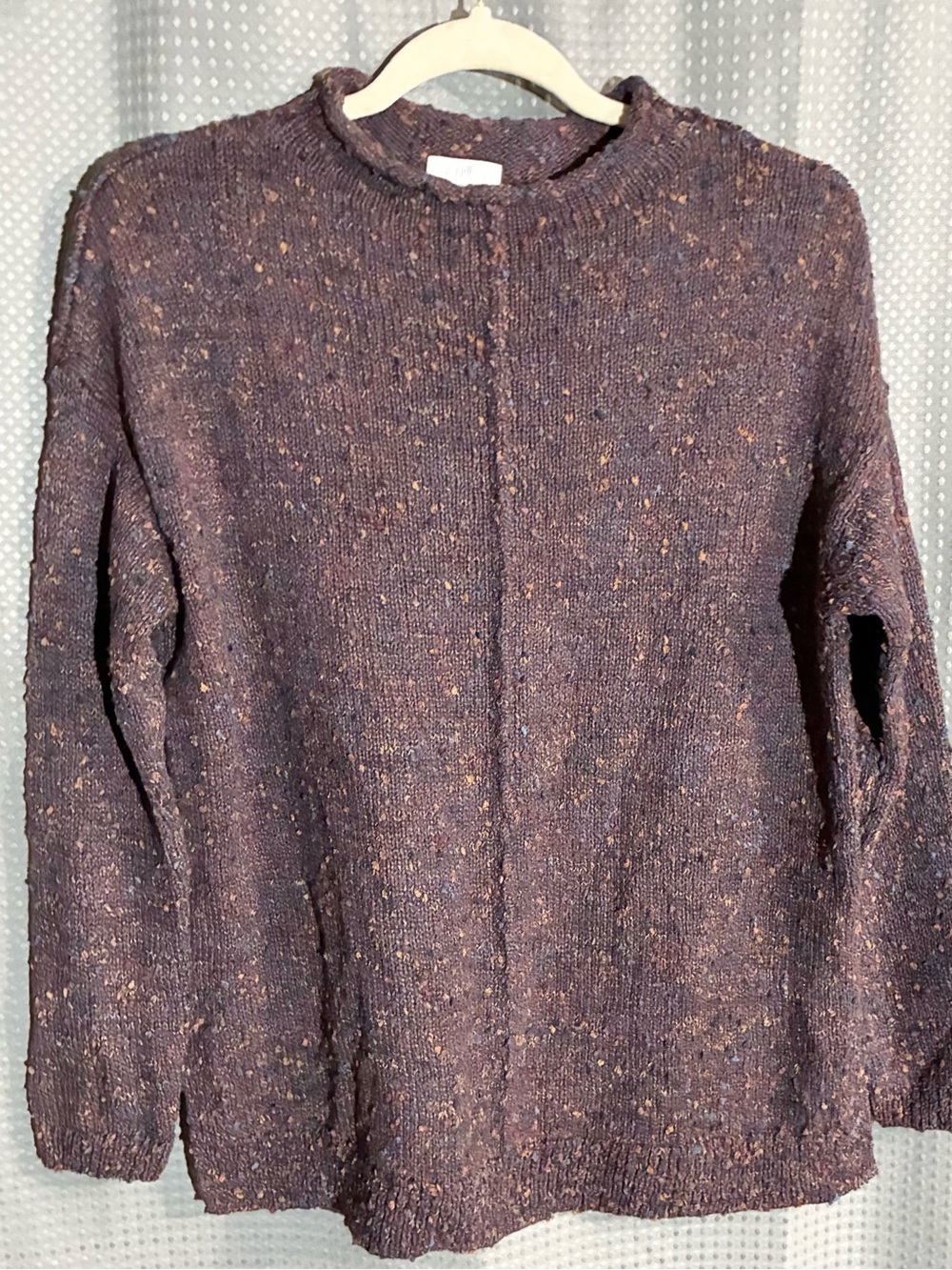 J Jill Purple Tweed Roll neck Sweater Sz S Confetti SpeckledBoho Hippie Chic